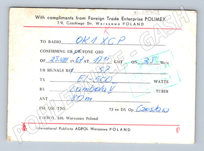 Pohlednice Polsko QSL karta Polimex 1967 (BM25753)