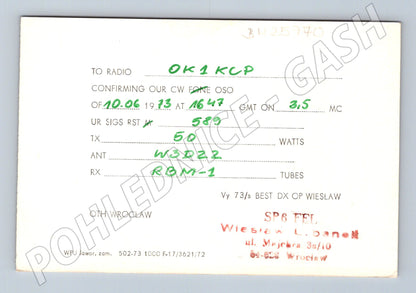 Pohlednice Polsko Wrocław SP6 FEL QSL karta 1973 (BM25770)