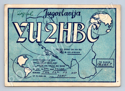 Pohlednice Jugoslavija QSL karta YU2HBC 1958 (BM25772)