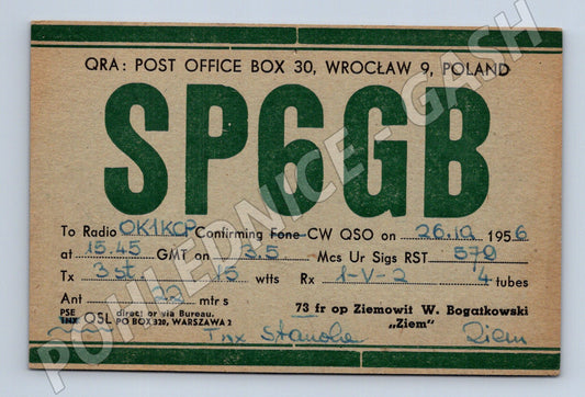 Pohlednice Polsko QSL karta SP6GGB OK1KCP 1956 (BM25778)