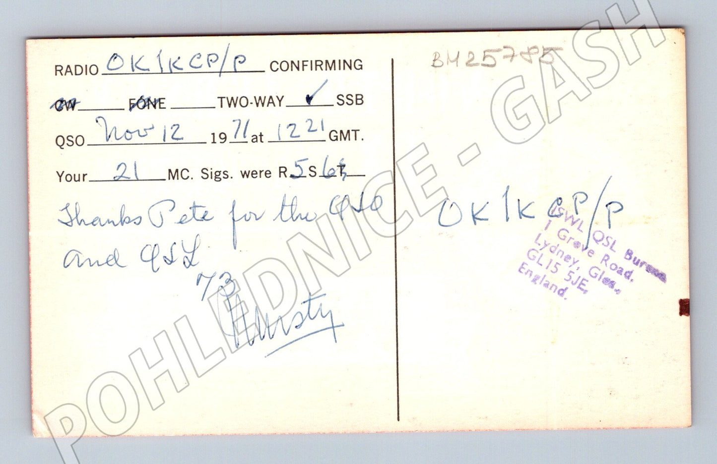 Pohlednice USA North Jersey DX Association QSL 1977 (BM25785)