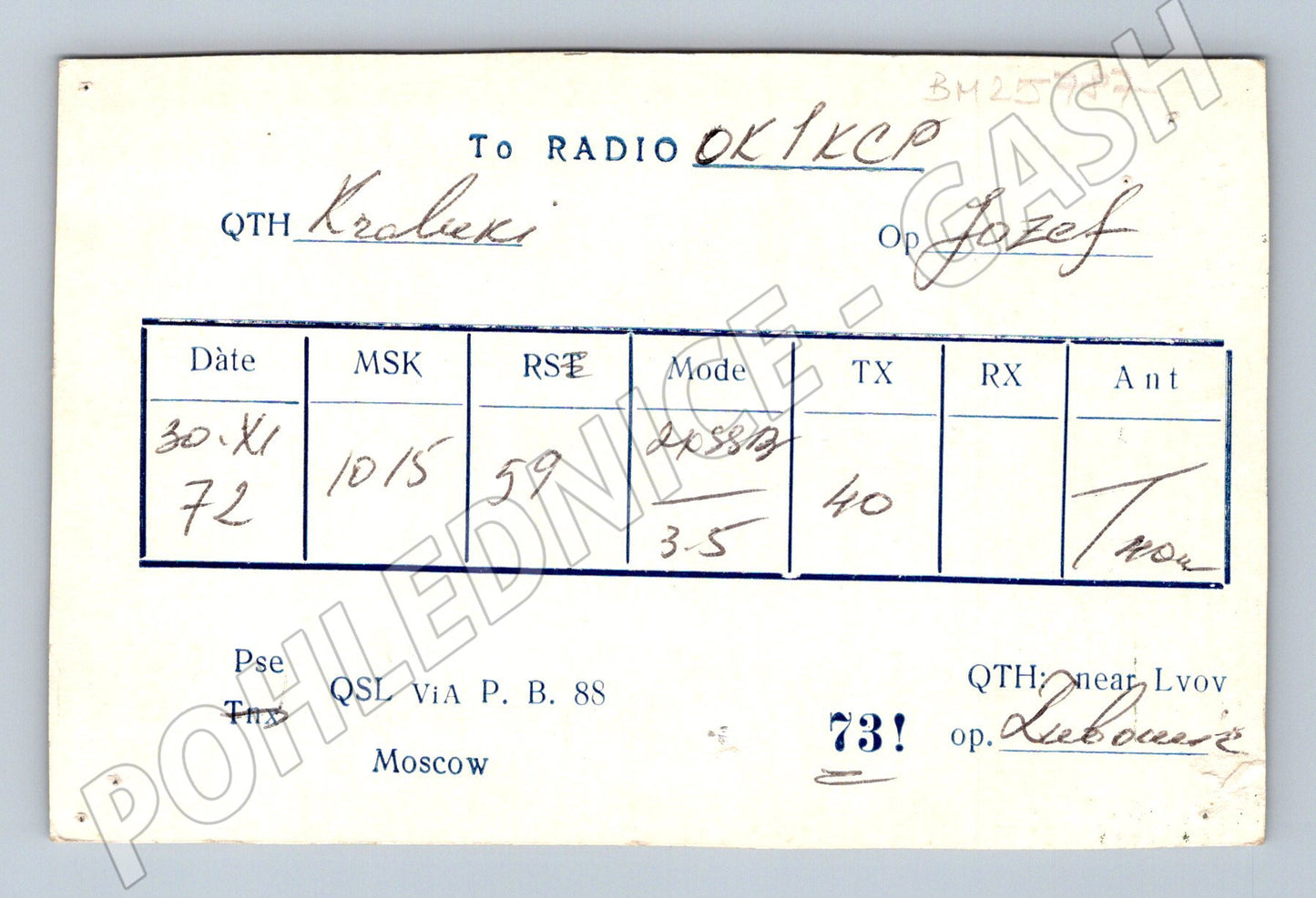 Pohlednice Ukrajina Borislav QSL karta 1972 (BM25787)