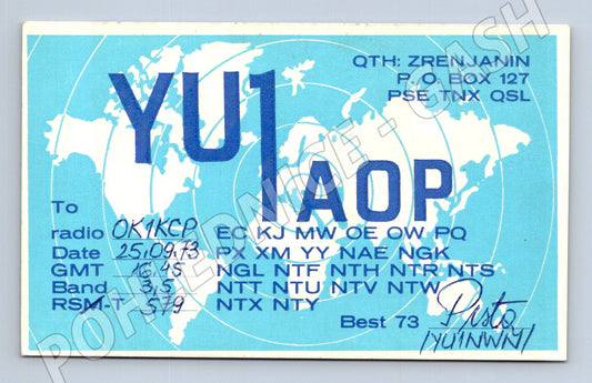 Pohlednice Srbsko Zrenjanin QSL karta YU1AOP 1973 (BM25790)