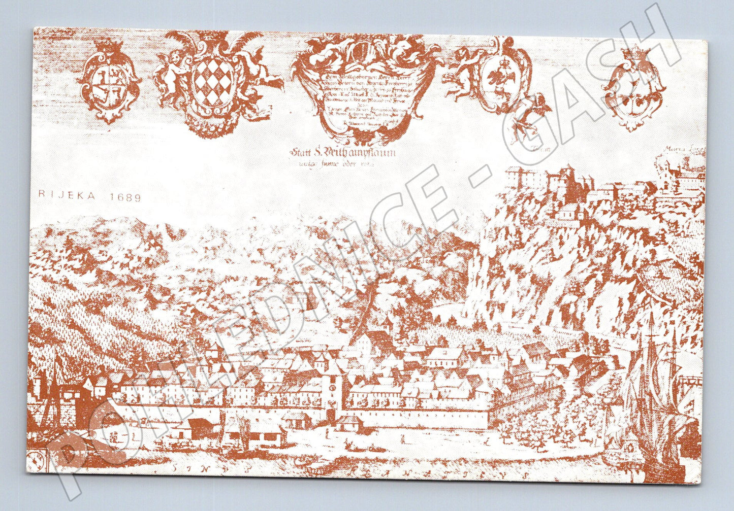 Pohlednice Chorvatsko Rijeka pohled na město 1689 (BM25793)