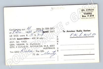 Pohlednice Austrálie VK6NM QSL karta 1972 (BM25810)