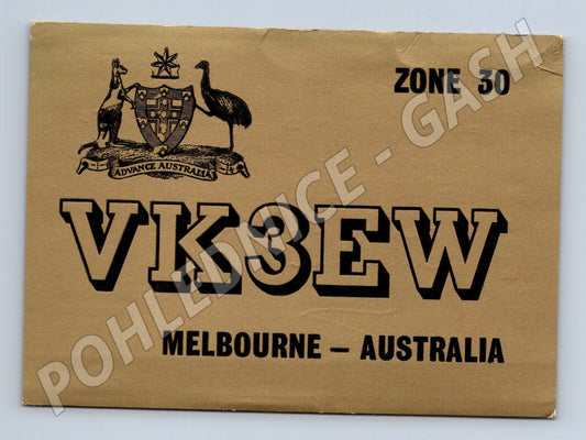 Pohlednice Austrálie QSL karta VK3EW Melbourne 1973 (BM25811)