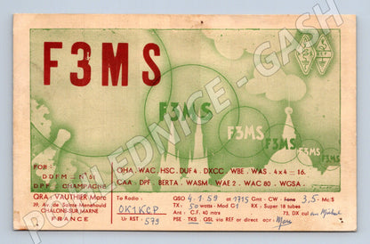 Pohlednice Francie amatérské rádio QSL 1959 (BM25815)
