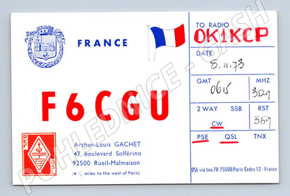Pohlednice Francie QSL karta radioamatér 1973 (BM25817)