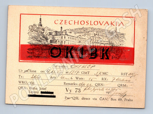 Pohlednice Československo QSL karta OK1BK 1957 (BM25819)