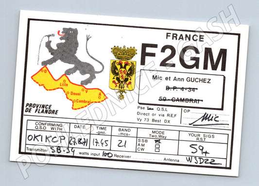 Pohlednice Francie QSL karta F2GM 1971 (BM25820)