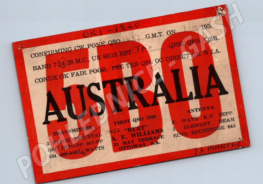 Pohlednice Austrálie QSL karta radioamatér Bert 1930 (BM25825)