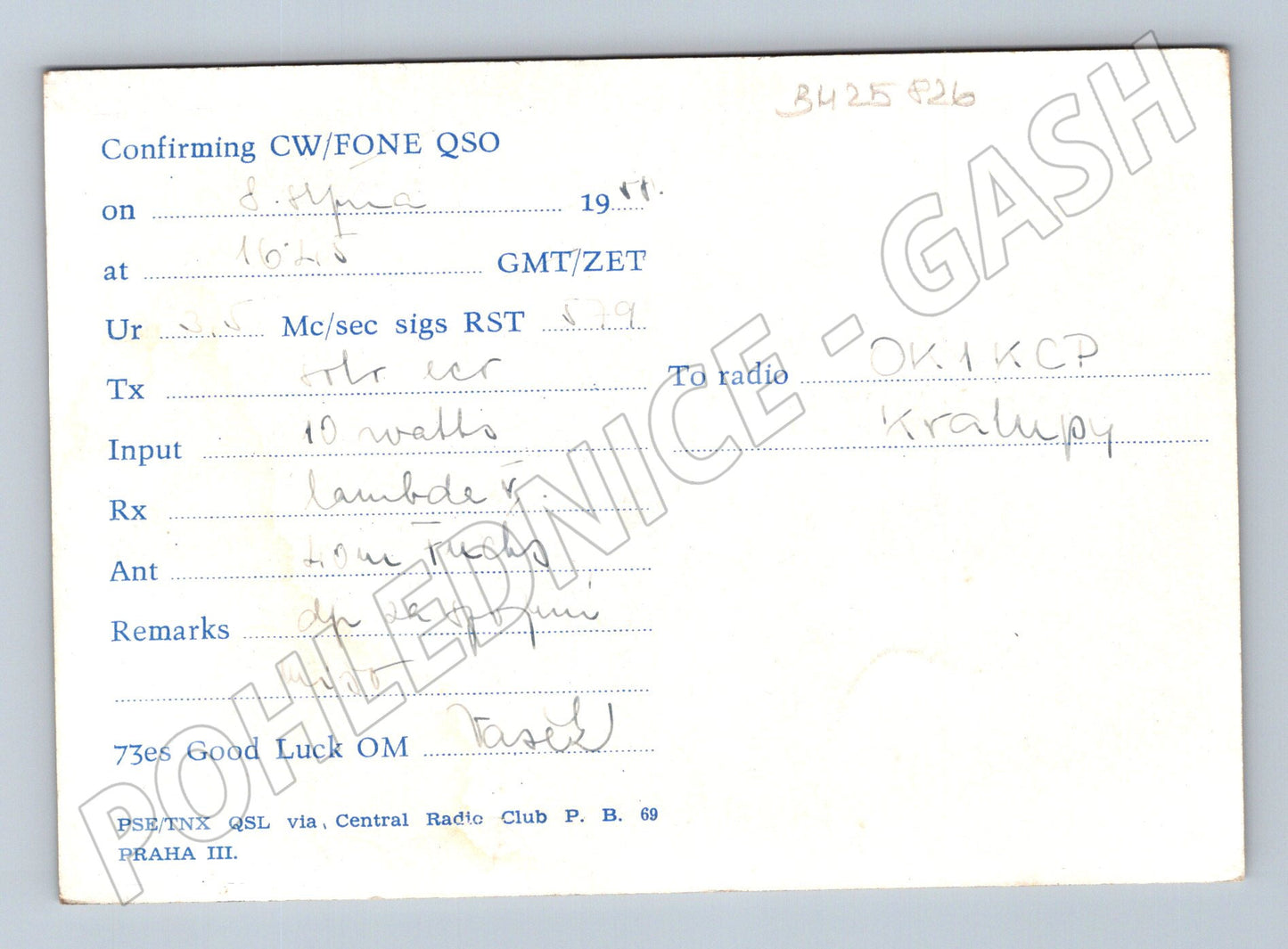 Pohlednice Československo QSL karta OK1ZE Žatec 1971 (BM25826)