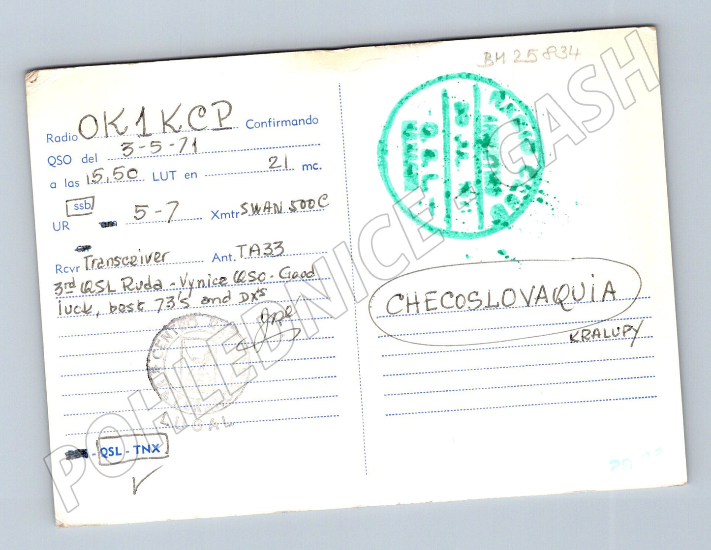 Pohlednice Argentina QSL OK1KCP Kralupy 1971 (BM25834)