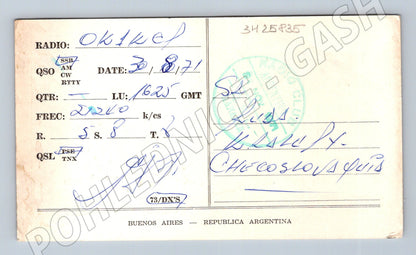 Pohlednice Argentina A.R.A. La Argentina QSL 1971 (BM25835)