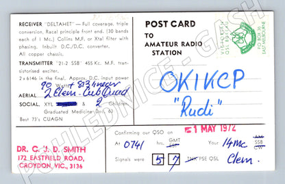 Pohlednice Austrálie amatérské rádio QSL VK3AYY 1972 (BM25836)