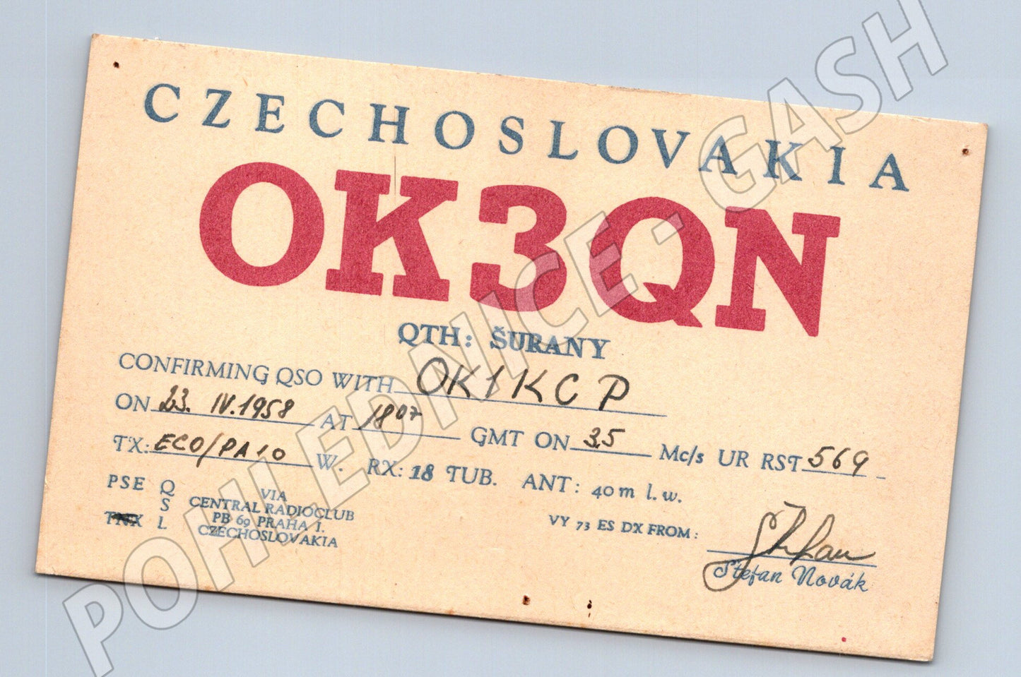 Pohlednice Československo Šurany QSL karta 1958 (BM25839)