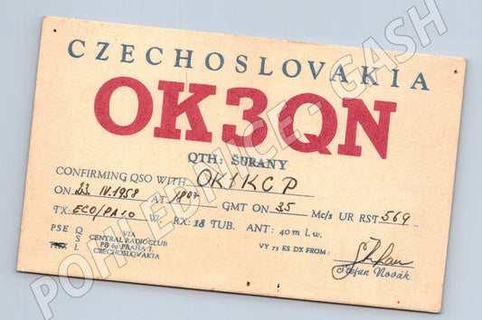 Pohlednice Československo Šurany QSL karta 1958 (BM25839)