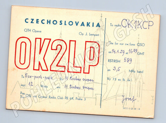 Pohlednice Opava radioamatér QSL karta 1959 (BM25841)