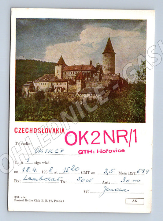 Pohlednice Hořovice zámek/hrad QSL karta 195X (BM25845)