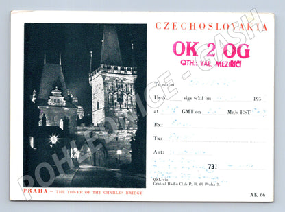 Pohlednice Praha Karlův most QSL karta OK 2 OG (BM25847)