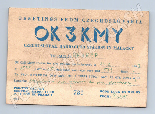 Pohlednice Slovensko Malacky QSL karta 1959 (BM25854)