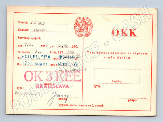 Pohlednice Slovensko Bratislava Svazarm OKK radio 1959 (BM25860)