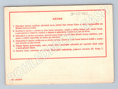 Pohlednice QSL lístek OK1KCP OK2KOD 1957 (BM25862)