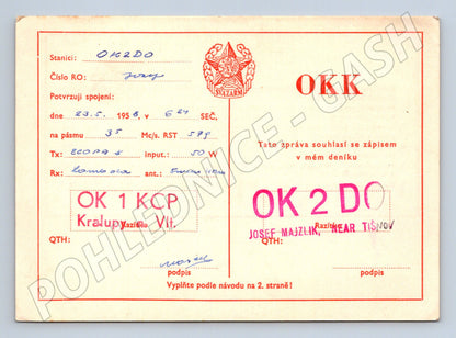 Pohlednice QSL karta radioamatéři Svazarm 1958 (BM25868)