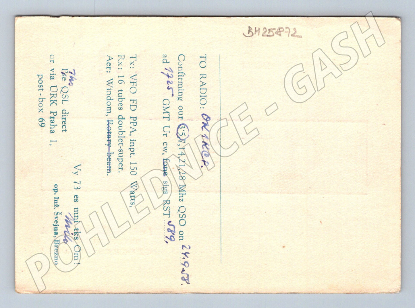 Pohlednice Slovensko Brezno QSL OK3AL 1978 (BM25872)