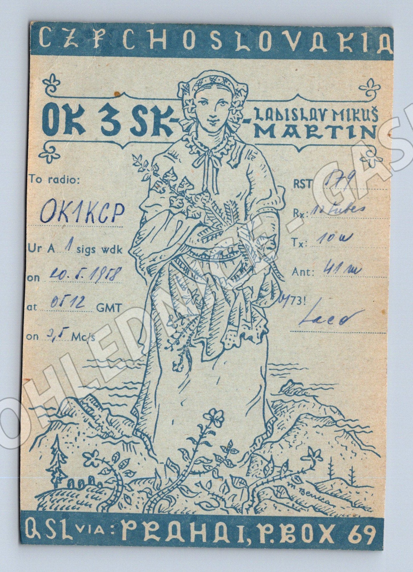 Československo QSL karta OK3SK L. Mikus Martin 1988 (BM25877)