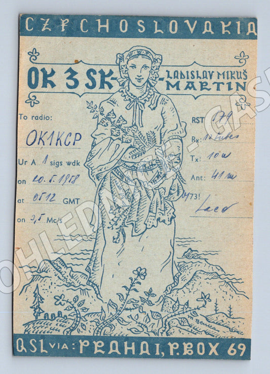 Československo QSL karta OK3SK L. Mikus Martin 1988 (BM25877)