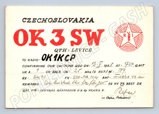 Pohlednice Československo Levice QSL karta 1958 (BM25878)
