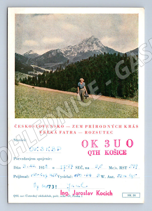Pohlednice Slovensko Veľká Fatra QSL karta 1958 (BM25879)
