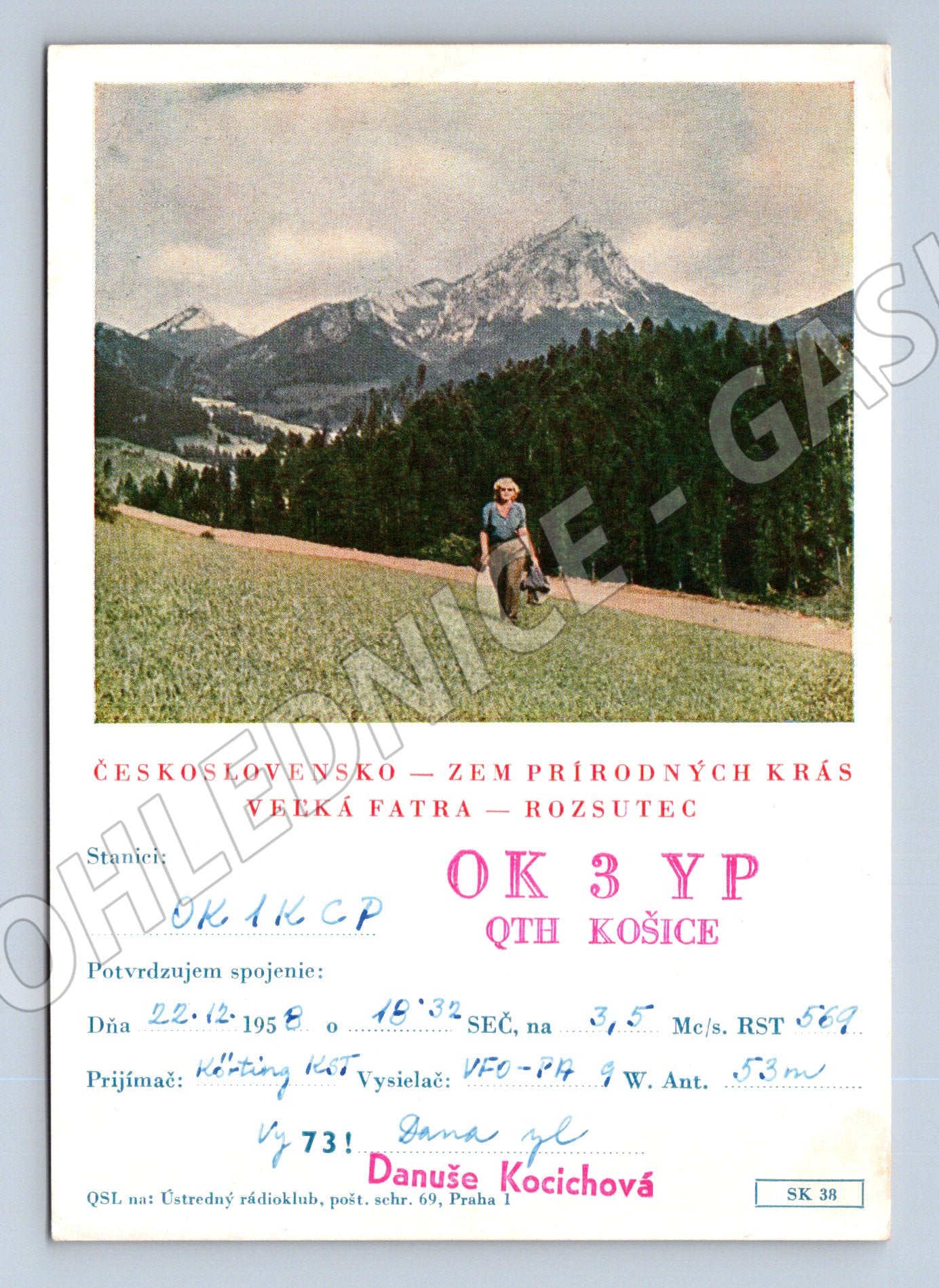 Pohlednice Slovensko Veľká Fatra Rozsutec 1958 (BM25884)