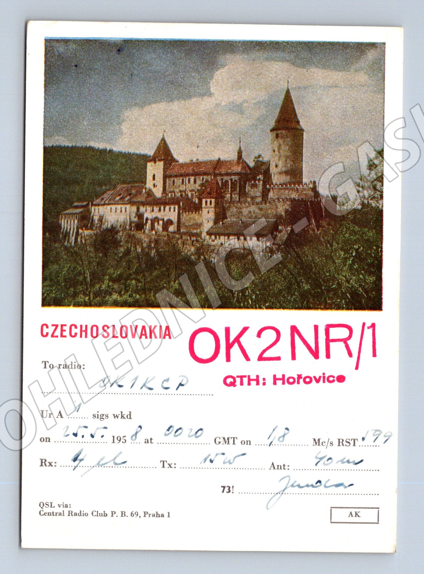 Pohlednice Hořovice zámek QSL 1958 (BM25890)
