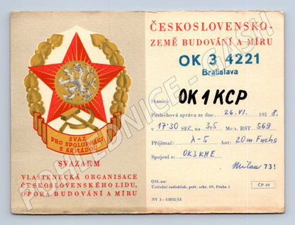 Pohlednice Československo QSL karta Svazarm Bratislava 1958 (BM25891)