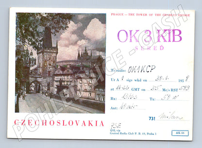 Pohlednice Praha Karlův most QSL karta 1958 (BM25895)
