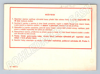 Pohlednice Praha Svazarm QSL lístek 1957 (BM25905)