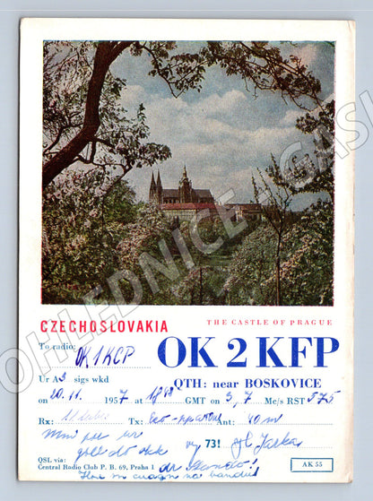 Pohlednice Praha Hrad QSL OK2KFP 1957 (BM25914)