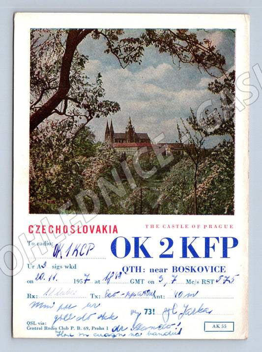 Pohlednice Praha Hrad QSL OK2KFP 1957 (BM25914)