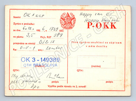Pohlednice Slovensko Bratislava QSL karta radioamatérská (BM25916)