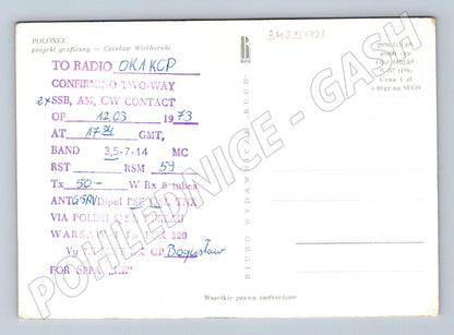 Pohlednice Polsko Polonéz QSL karta 1964 (BM25921)