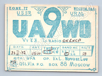 Pohlednice Rusko QSL karta UA9WO Ufa 1972 (BM25934)
