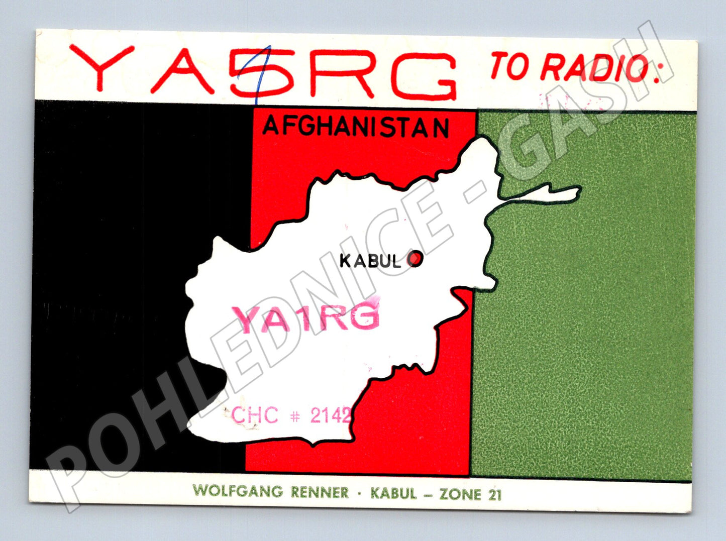 Pohlednice Afghánistán QSL karta mapa Kábul (BM25941)