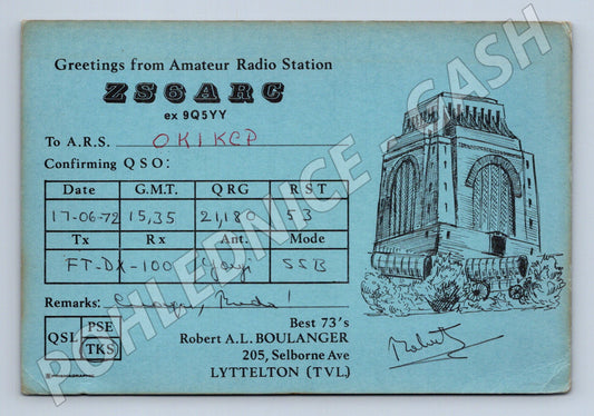 Pohlednice Jižní Afrika QSL karta amatérské rádio 1972 (BM25942)