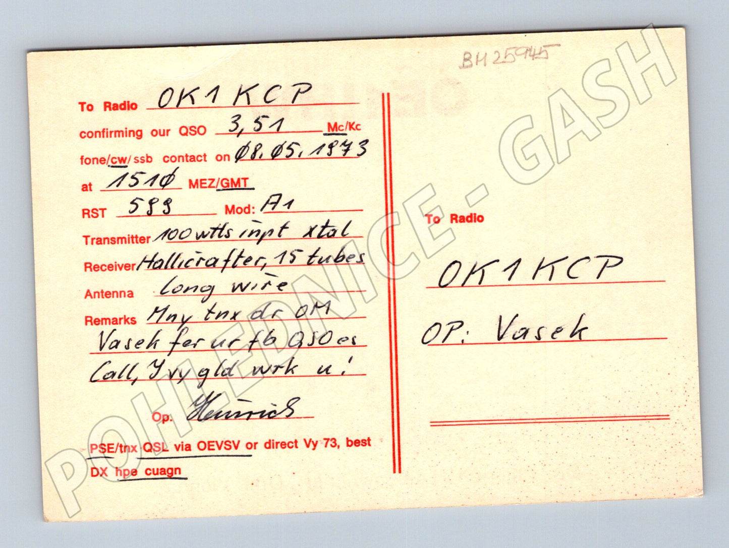 Pohlednice Rakousko QSL karta OE1IHW 1973 (BM25945)
