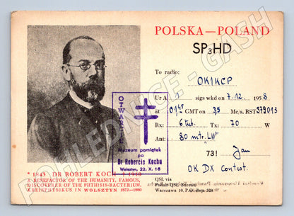 Pohlednice Polsko Dr. Robert Koch QSL karta 1948 (BM25948)