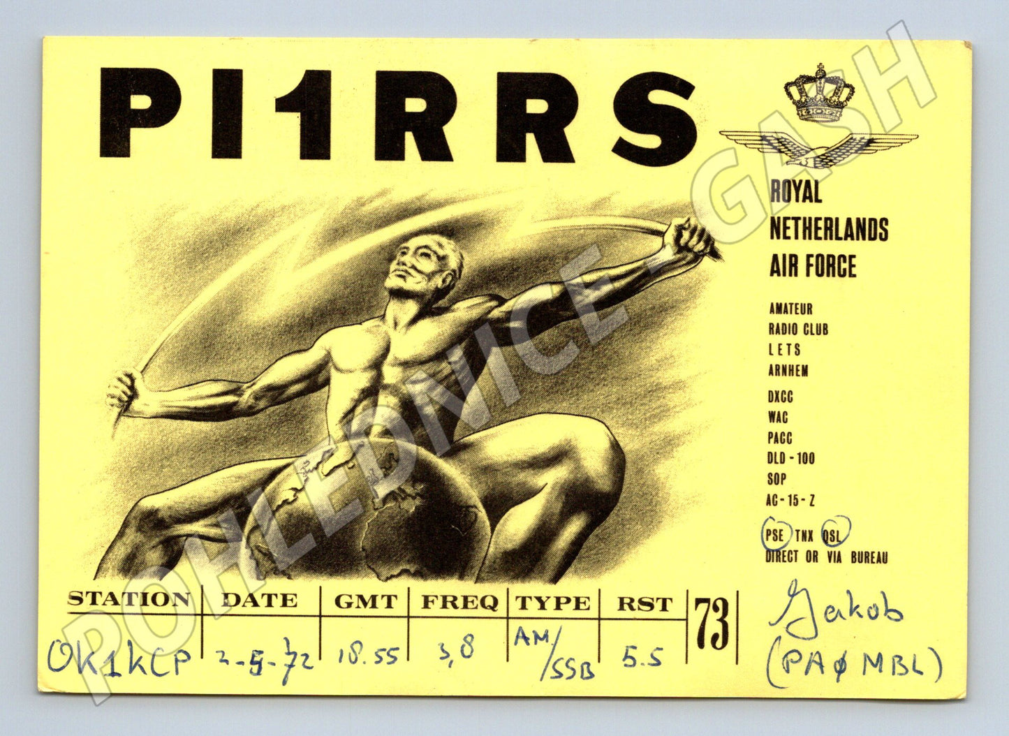 Nizozemsko QSL karta Royal Netherlands Air Force 1972 (BM25955)