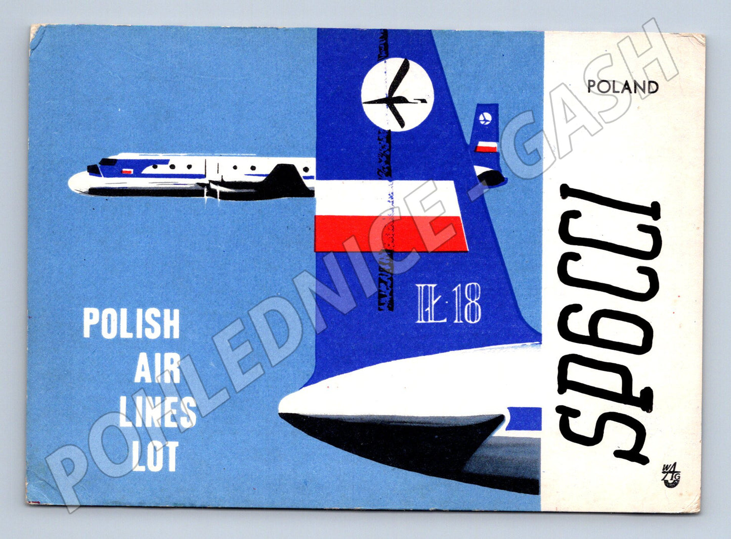 Pohlednice Polsko letadlo Il-18 LOT 1968 (BM25956)