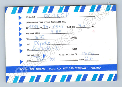Pohlednice Polsko LOT Polish Airlines QSL karta 1973 (BM25957)